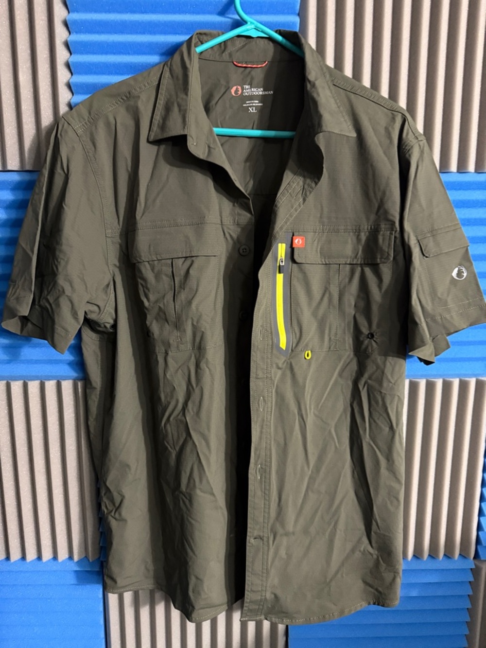 Outdoor Short Sleeve Button-Down Shirt - Olive Green